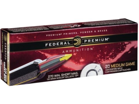 Federal Premium Ammunition 270 Winchester Short Magnum (WSM) 130 Grain Nosler Ballistic Tip 250 rounds