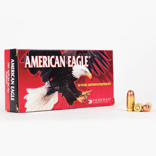 380 Auto – 95 gr. FMJ – Federal American Eagle (AE380AP) – 1000 Rounds - Image 2