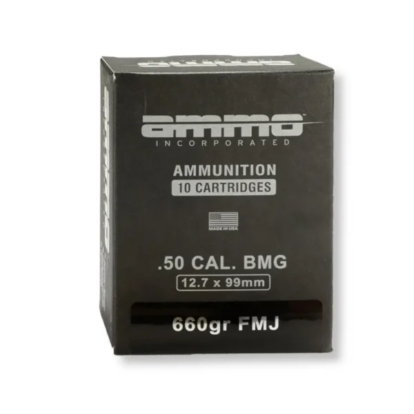 50 BMG – 660 gr FMJ – Ammo Inc (50BMG660FMJ-A10) – 100 Rounds