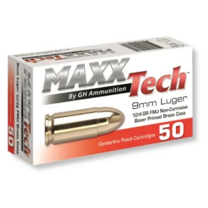 9mm – 124 gr FMJ – MaxxTech (PTGB9124B) – 1000 Rounds