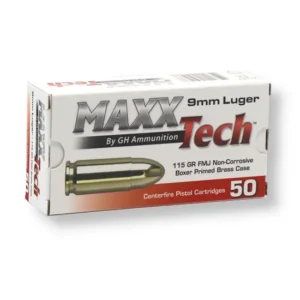 9mm – 115 gr FMJ – MaxxTech (PTGB9MMB) – 1000 Rounds