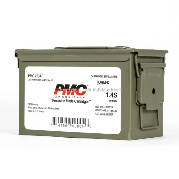 223 Rem – 55 gr FMJ-BT – PMC (223A MB) – M2A1 Ammo Can – 840 Rounds - Image 5