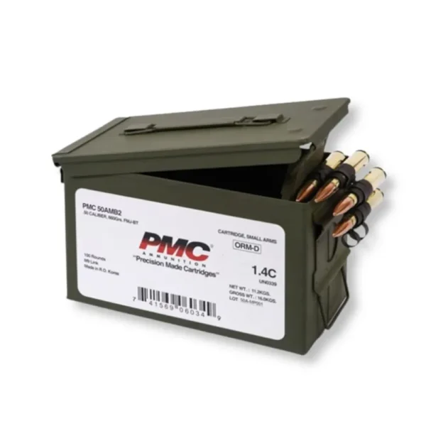 50 BMG – 660 gr FMJ – PMC (50A M/B) – Linked in M2A1 Ammo Can – 100 Rounds