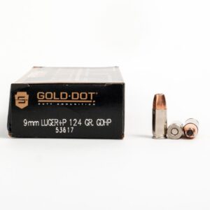 9mm +P – 124 gr JHP – Speer Gold Dot (53617) – 1000 Rounds