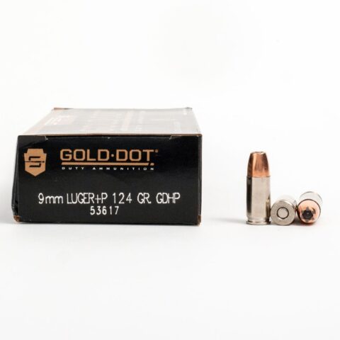 9mm +P – 124 gr JHP – Speer Gold Dot (53617) – 1000 Rounds