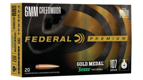 Federal Premium GOLD MEDAL SIERRA MATCHKING 6mm Creedmoor 107 grain Sierra MatchKing Boat Tail Hollow Point Centerfire Rifle Ammunition 500 ROUNDS