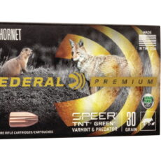 Federal Premium V-SHOK .22 Hornet 30 grain Speer TNT Green Hollow Point Centerfire Rifle Ammunition P22D Caliber: .22 Hornet, Number of Rounds: 500
