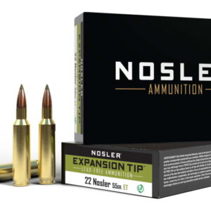 Nosler .22 Nosler E-Tip 55 grain Brass Cased Rifle Ammunition 40140 Caliber: .22 Nosler, Number of Rounds: 500