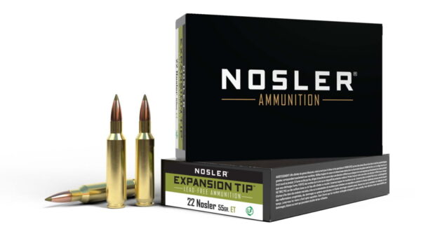 Nosler .22 Nosler E-Tip 55 grain Brass Cased Rifle Ammunition 40140 Caliber: .22 Nosler, Number of Rounds: 500