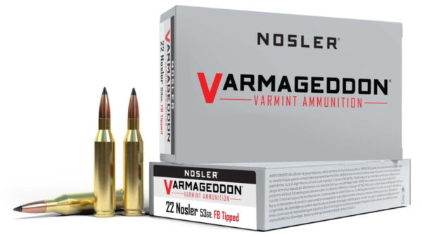 Nosler .22 Nosler Flat Base Tipped 53 grain Brass Cased Rifle Ammunition 65177 Caliber: .22 Nosler, Number of Rounds: 500