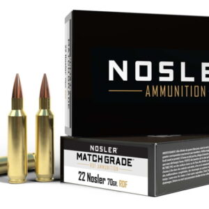 Nosler .22 Nosler Round Nose Flat 70 grain Brass Cased Rifle Ammunition 60124 Caliber: .22 Nosler, Number of Rounds: 500