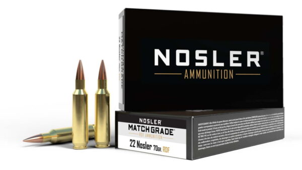 Nosler .22 Nosler Round Nose Flat 70 grain Brass Cased Rifle Ammunition 60124 Caliber: .22 Nosler, Number of Rounds: 500