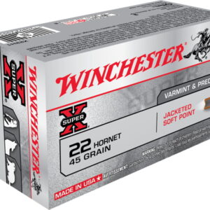 Winchester SUPER-X RIFLE .22 Hornet 45 grain Jacketed Soft Point Centerfire Rifle Ammunition X22H1 Caliber: .22 Hornet, Number of Rounds: 500