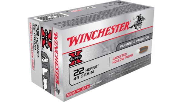 Winchester Super-X Ammunition 22 Hornet 46 Grain Jacketed Hollow Point 500 rounds
