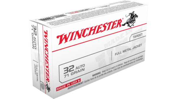Winchester USA HANDGUN .32 ACP 71 grain Full Metal Jacket Brass Cased Centerfire Pistol Ammunition Q4255 Caliber: .32 ACP, Number of Rounds: 500