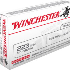 Winchester USA RIFLE .223 Remington 55 grain Full Metal Jacket (FMJ) Brass Centerfire Rifle Ammunition 500 ROUNDS