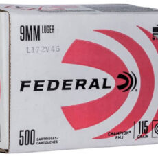 Federal Champion 9mm Luger Ammo 115 Grain Full Metal Jacket Box of 500 Bulk
