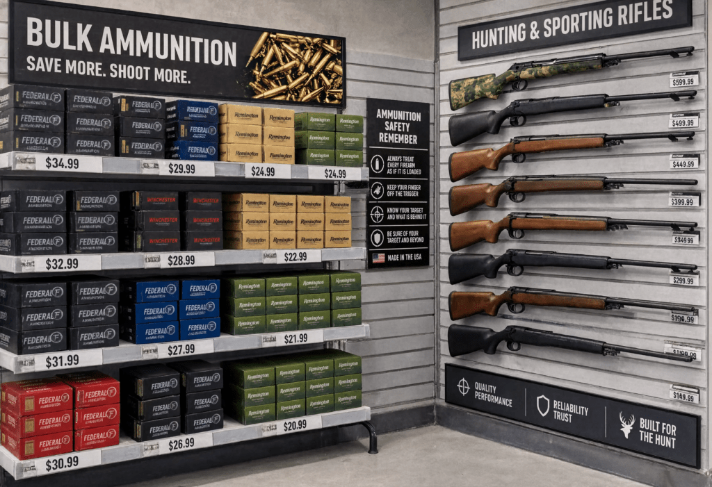 Bulk ammo buying guide showing 500, 1000, and 5000 round ammunition cases