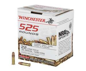 Winchester USA .22 LR 36 Grain Copper-Plated Ammo – 525 Rounds