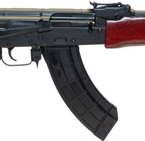 Century Romanian Mini Draco AK Pistol 7.62x39mm, 7.75″ Threaded Barrel, Black, Red Wood Handguard, 30rd