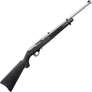 Ruger 10/22 Carbine 22LR semi-automatic rifle with 18.5 inch satin stainless barrel and black synthetic stock