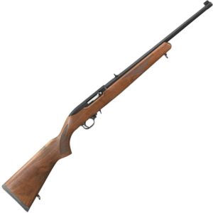 Ruger 10/22 Sporter 22LR semi-automatic rifle with 18.5 inch satin black barrel and hardwood stock