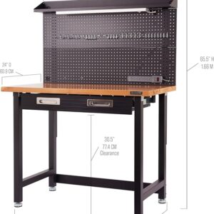 Seville Classics UltraHD Heavy Duty Commercial Lighted Workcenter w/Pegboard