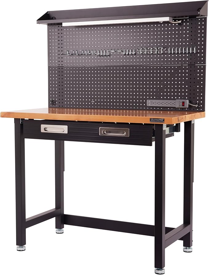 Seville Classics UltraHD Heavy Duty Commercial Lighted Workcenter w/Pegboard - Image 3